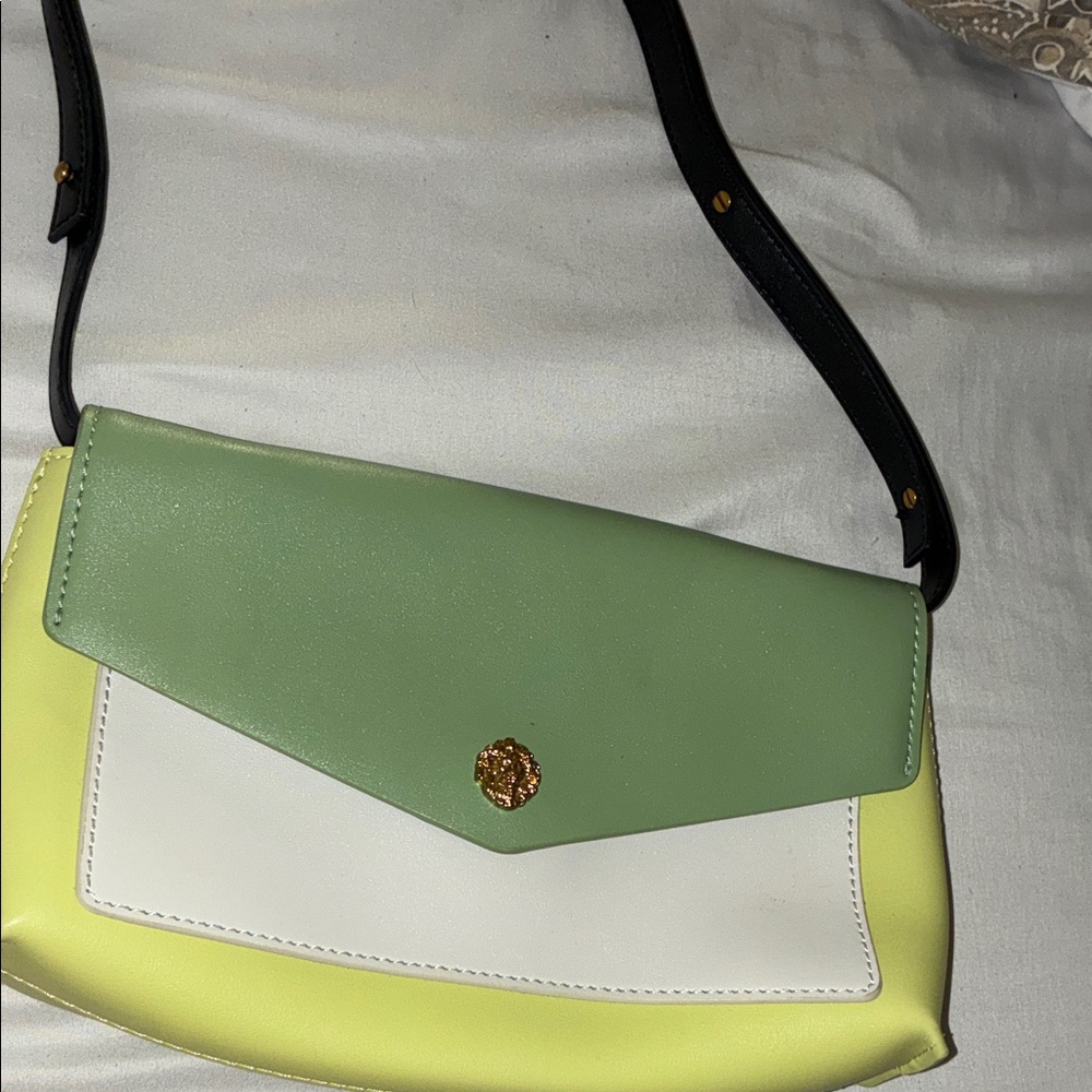 Anne Klein‎ Green, White & Yellow Colorblock Crossbody